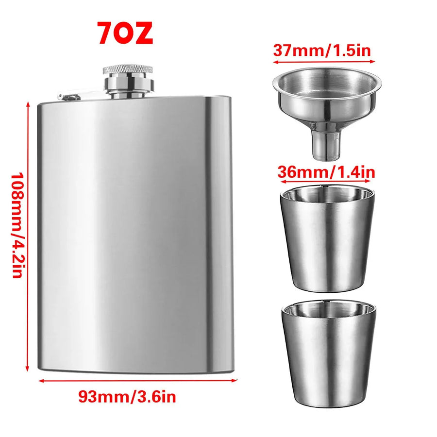 70Z Stainless Steel Portable Outdoor Flat Metal Wine Flagon Leakproof Travel