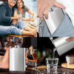 70Z Stainless Steel Portable Outdoor Flat Metal Wine Flagon Leakproof Travel