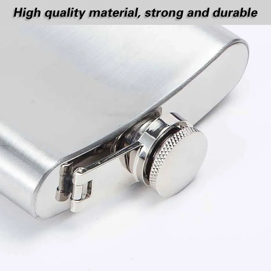70Z Stainless Steel Portable Outdoor Flat Metal Wine Flagon Leakproof Travel