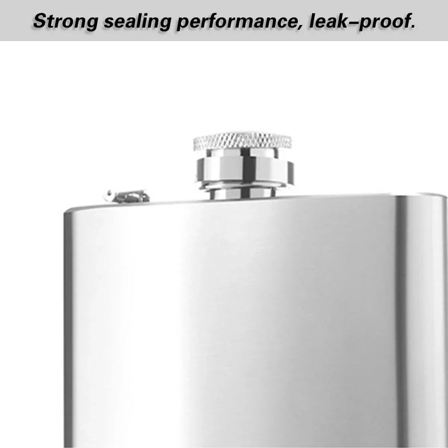 70Z Stainless Steel Portable Outdoor Flat Metal Wine Flagon Leakproof Travel
