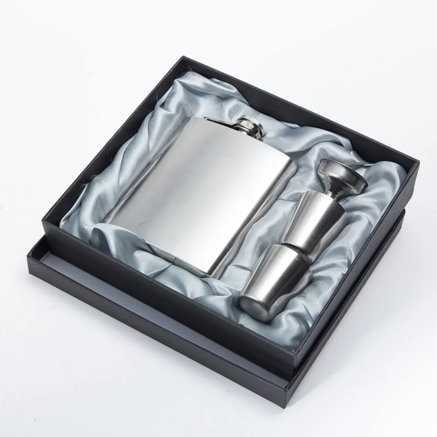 70Z Stainless Steel Portable Outdoor Flat Metal Wine Flagon Leakproof Travel