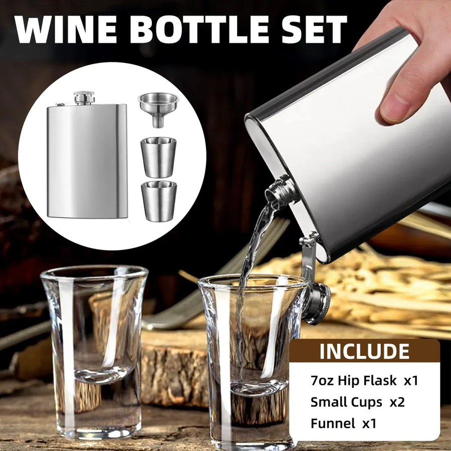 70Z Stainless Steel Portable Outdoor Flat Metal Wine Flagon Leakproof Travel