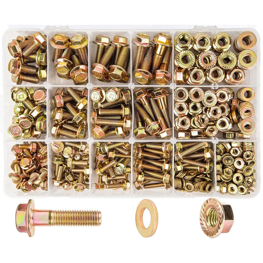 521pcs 8.8 Grade Zinc Plated Flange Bolt Nut Washer Assortment Kit M6 M8 M10