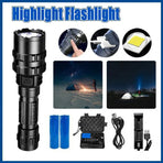 150000Lm Cree L2 Led Tactical Flashlight Usb Rechargeable Camping Hunting Torch