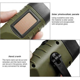 Hand Crank Solar Powered Rechargeable Led Camping Emergency Flashlight - Black - 45-Degree Angle