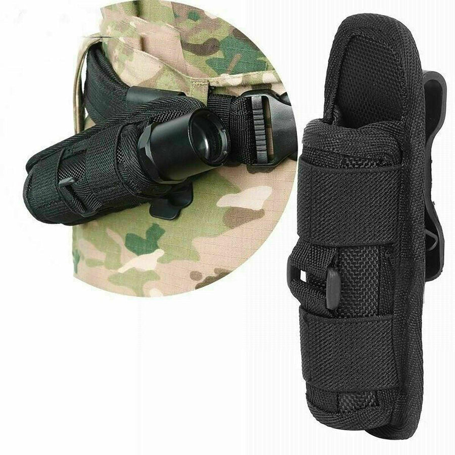 Portable Outdoor Military Flashlight Bag Pouch Tactical Case Holster Belt Holder - Black