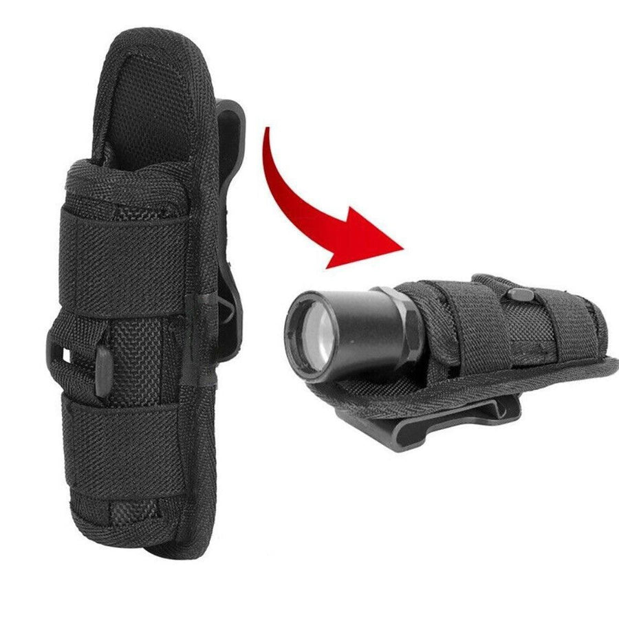 Portable Outdoor Military Flashlight Bag Pouch Tactical Case Holster Belt Holder - Black