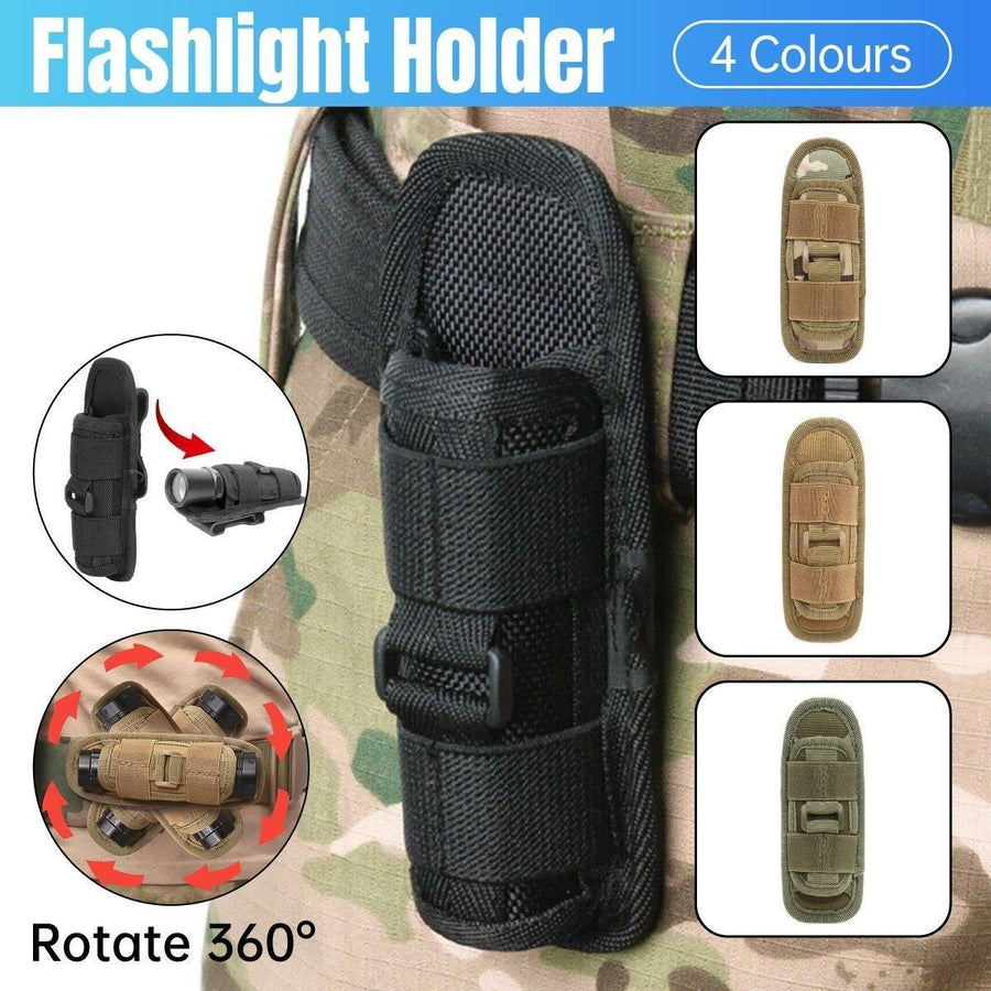 Portable Outdoor Military Flashlight Bag Pouch Tactical Case Holster Belt Holder - Khaki