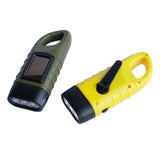 Hand Crank Solar Powered Rechargeable Led Camping Emergency Flashlight - Green - Front View
