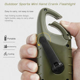 Hand Crank Solar Powered Rechargeable Led Camping Emergency Flashlight - Green - Top-Down View