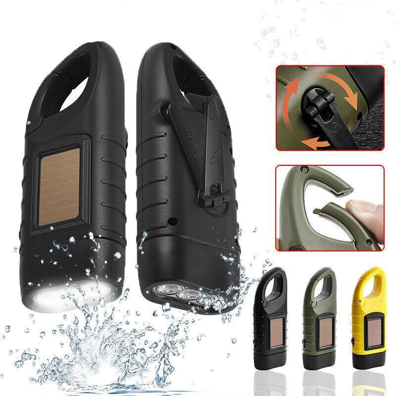 Hand Crank Solar Powered Rechargeable Led Camping Emergency Flashlight - Yellow