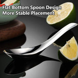 10pcs Stainless Steel Flat Bottom Spoon Household Kitchen Dining Soup Spoon Set - Rear View