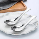 10pcs Stainless Steel Flat Bottom Spoon Household Kitchen Dining Soup Spoon Set - Extra Image