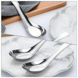 10pcs Stainless Steel Flat Bottom Spoon Household Kitchen Dining Soup Spoon Set - Extra Image