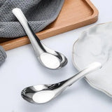 10pcs Stainless Steel Flat Bottom Spoon Household Kitchen Dining Soup Spoon Set - Extra Image
