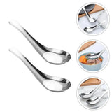 10pcs Stainless Steel Flat Bottom Spoon Household Kitchen Dining Soup Spoon Set - Extra Image