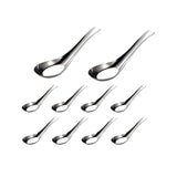 10pcs Stainless Steel Flat Bottom Spoon Household Kitchen Dining Soup Spoon Set - Front View