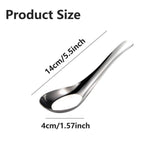 10pcs Stainless Steel Flat Bottom Spoon Household Kitchen Dining Soup Spoon Set - Side View