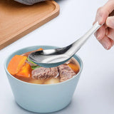 10pcs Stainless Steel Flat Bottom Spoon Household Kitchen Dining Soup Spoon Set - Top-Down View