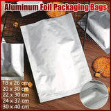 Silver Open Top Aluminum Foil Packaging Bags Heat Seal Vacuum Food Pouches - 20X30CM