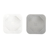 2X Square Drain Cover For Shower Drain Hair Catcher Flat Silicone Plug For Bath - Grey - Front View