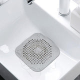 2X Square Drain Cover For Shower Drain Hair Catcher Flat Silicone Plug For Bath - Grey - Side View
