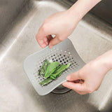 2X Square Drain Cover For Shower Drain Hair Catcher Flat Silicone Plug For Bath - Grey