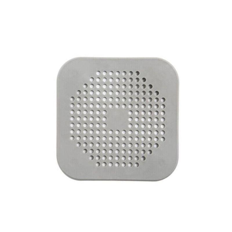 2X Square Drain Cover For Shower Drain Hair Catcher Flat Silicone Plug For Bath - Grey