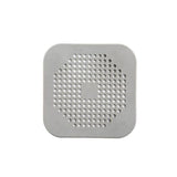 2X Square Drain Cover For Shower Drain Hair Catcher Flat Silicone Plug For Bath - Grey - Close-Up Angle