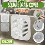 2X Square Drain Cover For Shower Drain Hair Catcher Flat Silicone Plug For Bath - White