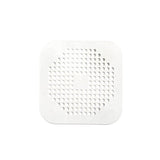 2X Square Drain Cover For Shower Drain Hair Catcher Flat Silicone Plug For Bath - White - Rear View