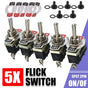 5X Waterproof Toggle Flick Switch 250V On/Off Car Dash Light Metal 12 Volt Boot