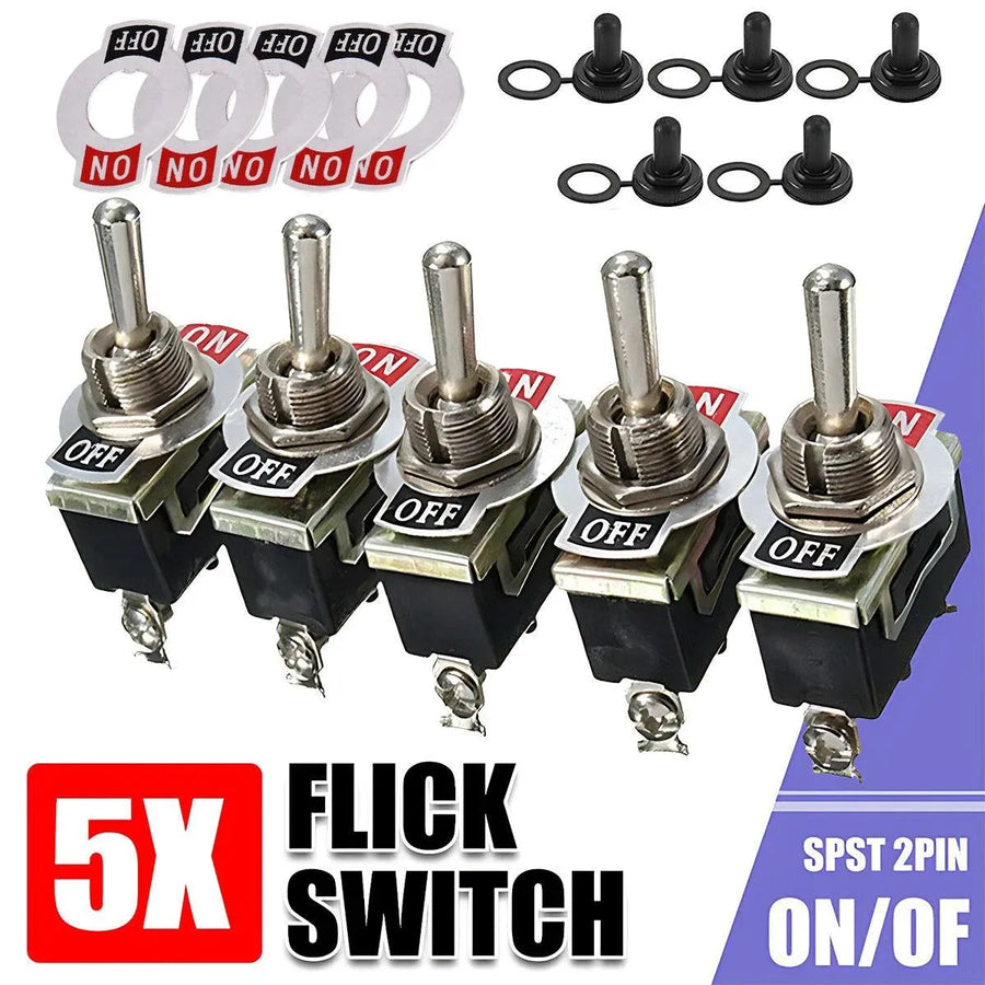 5X Waterproof Toggle Flick Switch 250V On/Off Car Dash Light Metal 12 Volt Boot