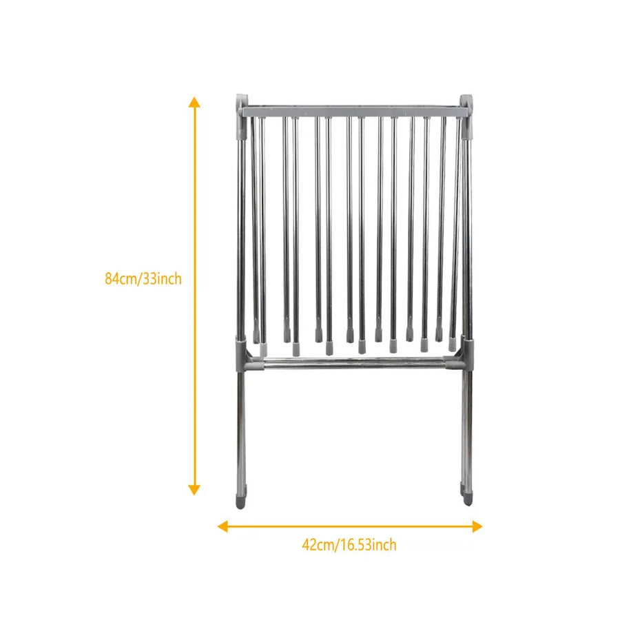 Folding Clothes Drying Rack Indoor Floor Standing Hanger Laundry Pole Airer Home