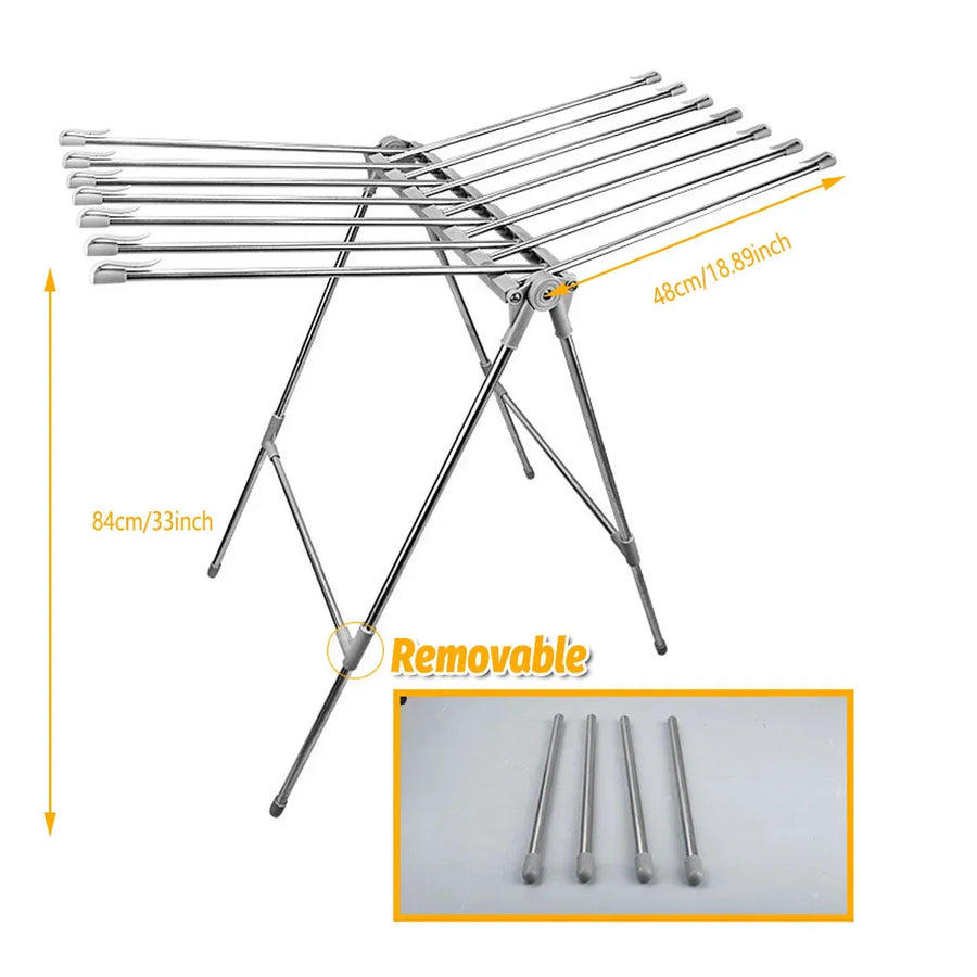 Folding Clothes Drying Rack Indoor Floor Standing Hanger Laundry Pole Airer Home