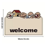 Cartoon Non Slip Household Silk Circle Floor Mat Durable Entryway Rug Can Be Cut - Dog - Side View