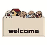 Cartoon Non Slip Household Silk Circle Floor Mat Durable Entryway Rug Can Be Cut - Dog - Close-Up Angle