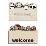 Cartoon Non Slip Household Silk Circle Floor Mat Durable Entryway Rug Can Be Cut - Panda - Front View