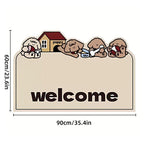 Cartoon Non Slip Household Silk Circle Floor Mat Durable Entryway Rug Can Be Cut - Panda