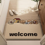 Cartoon Non Slip Household Silk Circle Floor Mat Durable Entryway Rug Can Be Cut - Panda - Top-Down View