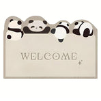 Cartoon Non Slip Household Silk Circle Floor Mat Durable Entryway Rug Can Be Cut - Panda