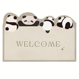 Cartoon Non Slip Household Silk Circle Floor Mat Durable Entryway Rug Can Be Cut - Panda - Rear View