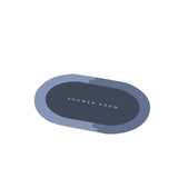 50x80CM Super Absorbent Floor Mat Soft Quick-Drying Non-Slip Diatom Mud Bath - Blue-Oval