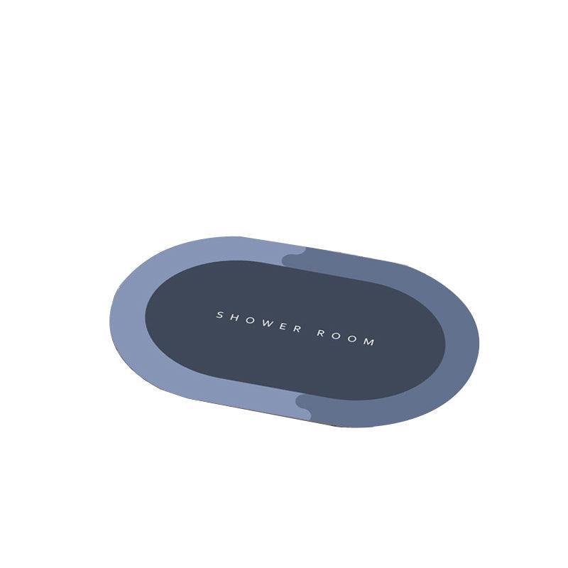 50x80CM Super Absorbent Floor Mat Soft Quick-Drying Non-Slip Diatom Mud Bath - Blue-Oval