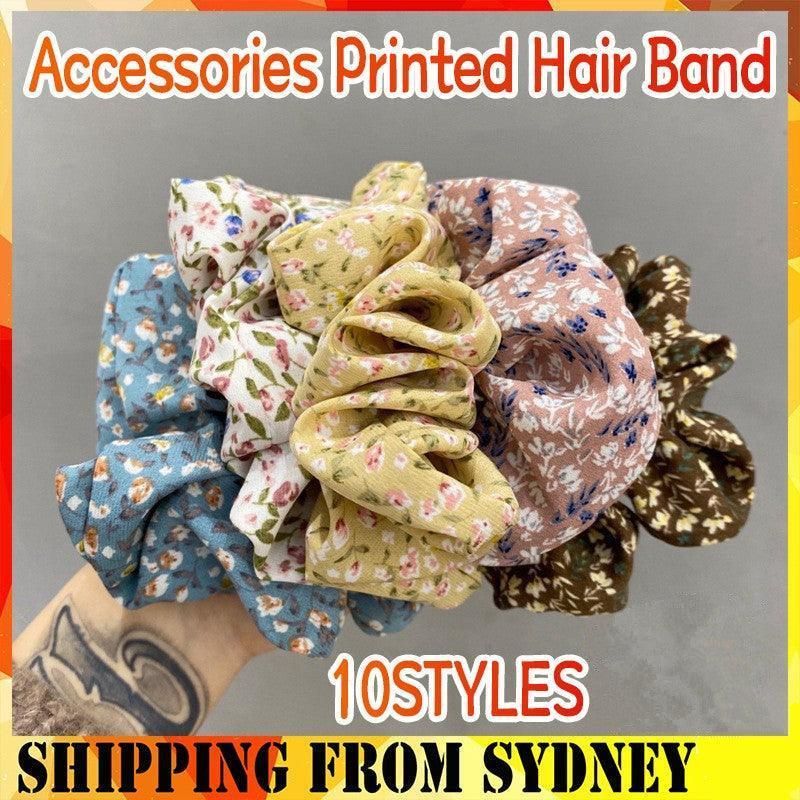Fresh Hair Accessories Printed Hair Band Hair Rope Hair Ring Elastic Headband - Black +Green