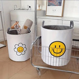 Large Laundry Basket Foldable Storage Bin Clothes Hamper Toy Organizer for Home - Sunflower - Close-Up Angle