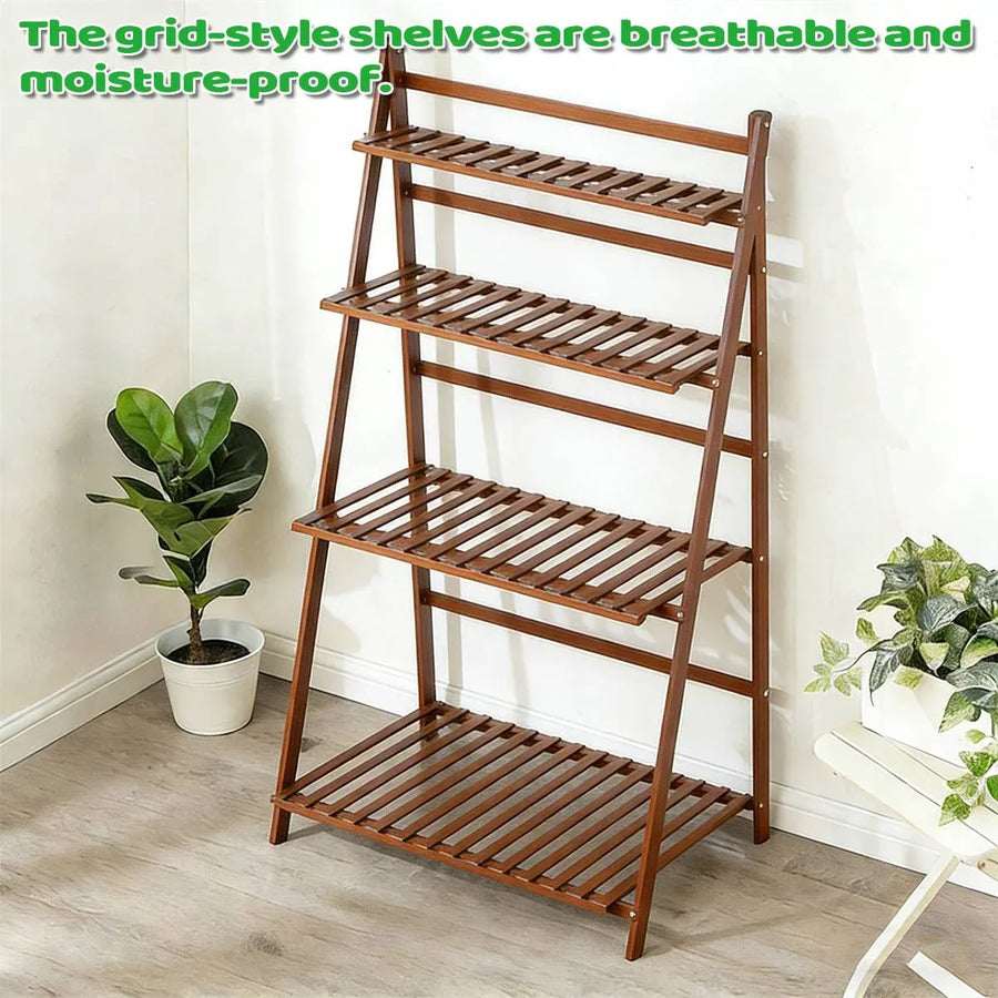 4 Tier Indoor Folding Plant Stand Shelf Rack Corner For Living Room Balcony