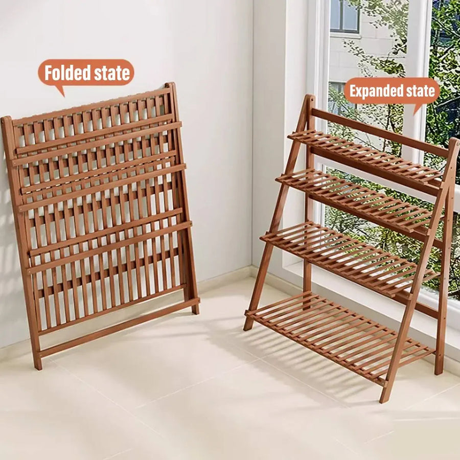 4 Tier Indoor Folding Plant Stand Shelf Rack Corner For Living Room Balcony