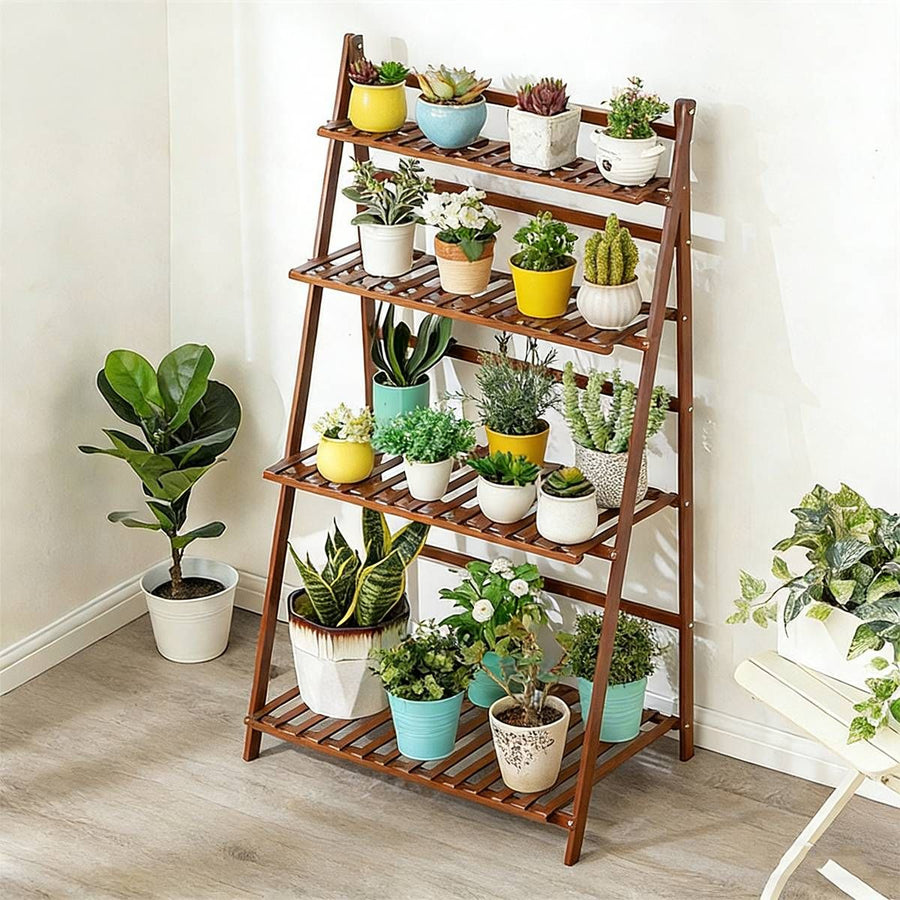 4 Tier Indoor Folding Plant Stand Shelf Rack Corner For Living Room Balcony