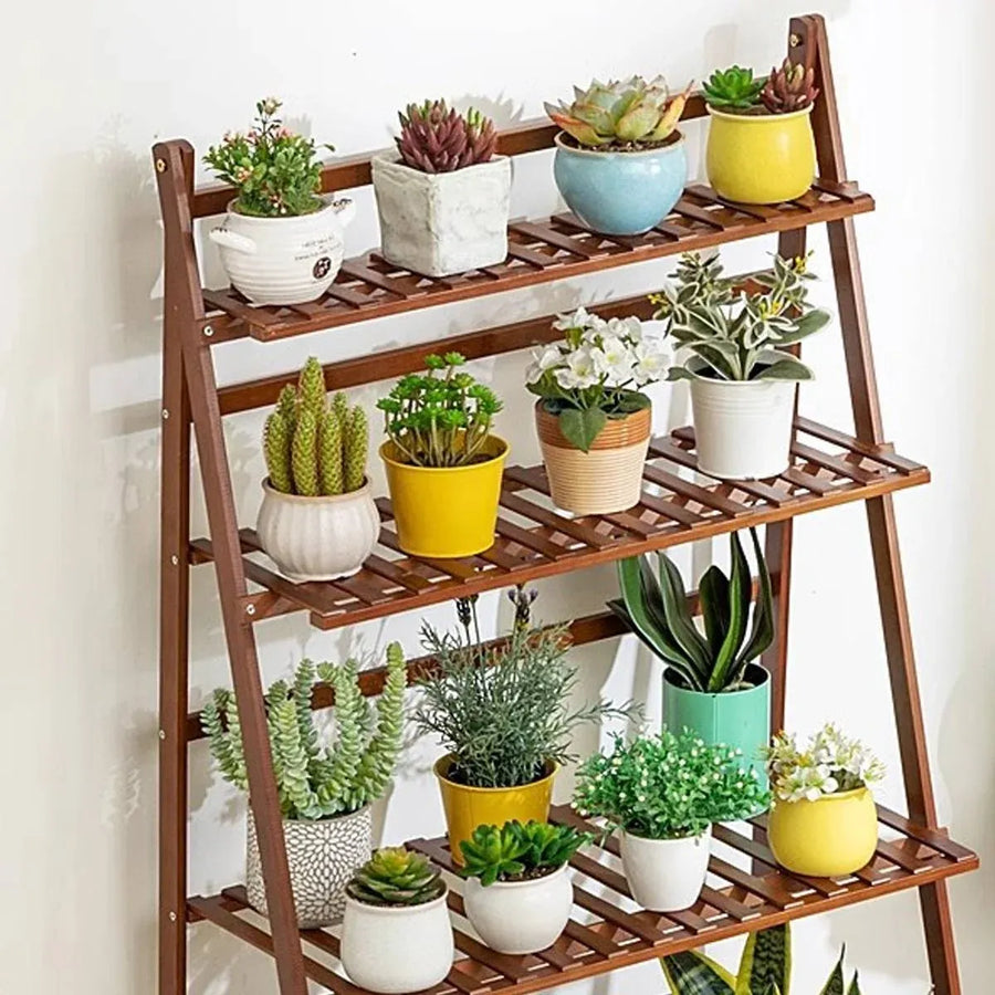4 Tier Indoor Folding Plant Stand Shelf Rack Corner For Living Room Balcony